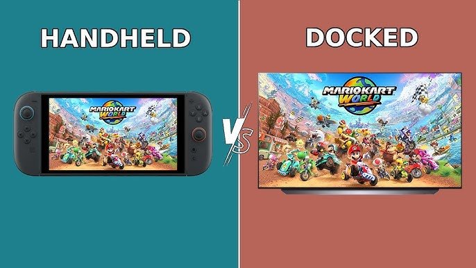 New Super Mario Bros. U Deluxe Review — Is It Worth It in 2026? 2 Side by side screenshot comparison of the same stage in handheld and docked modes